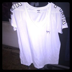 PINK VS SIZE L Gorgeous white sequin top worn 2x!!